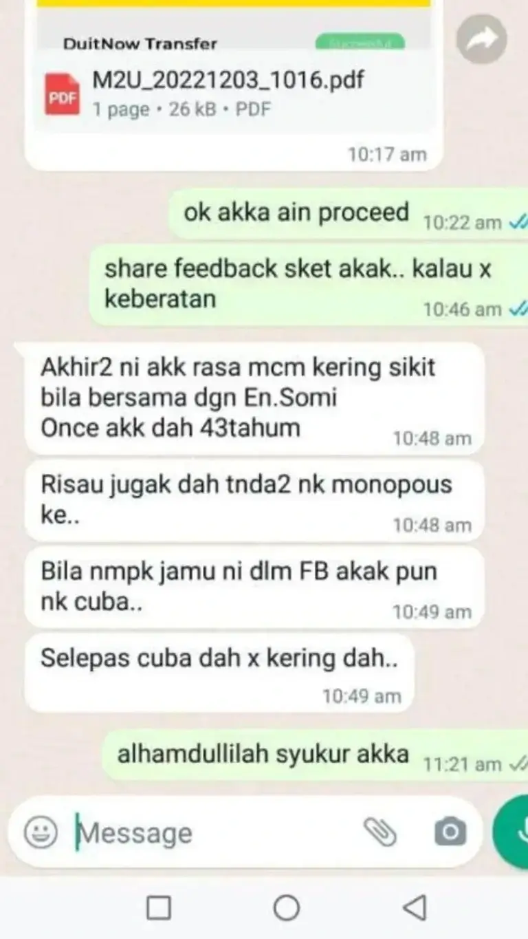 Testimoni pengguna Jamu Songkhla