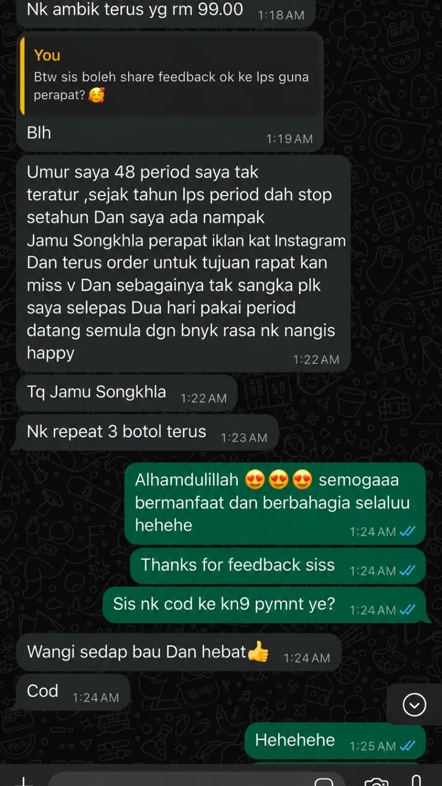 Testimoni pengguna Jamu Songkhla