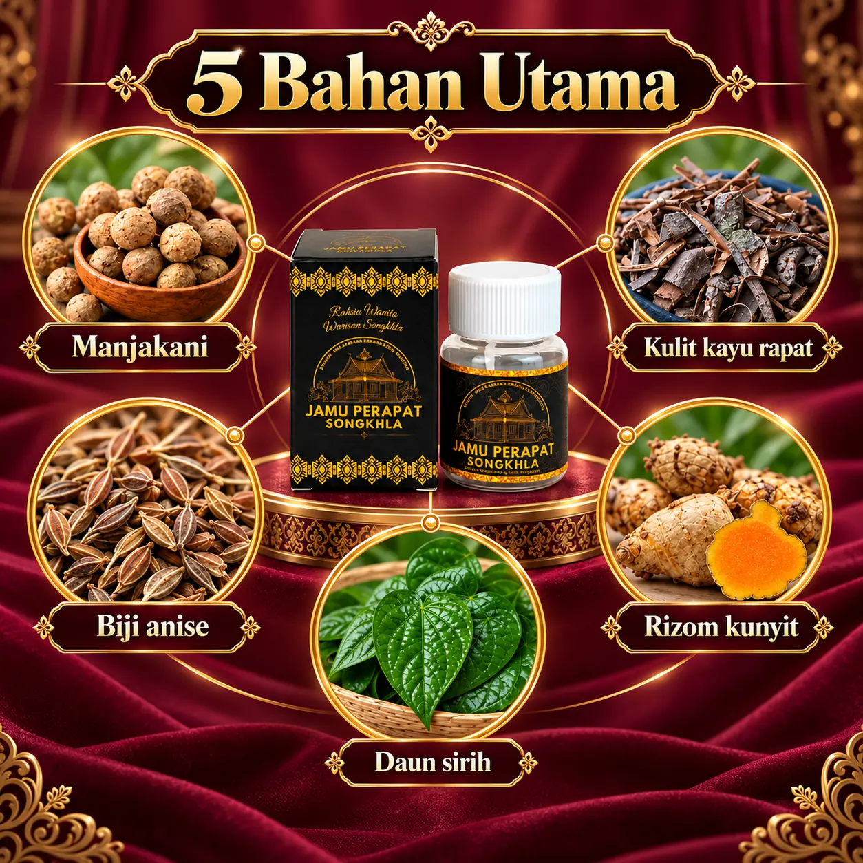 Lima bahan utama Jamu Songkhla